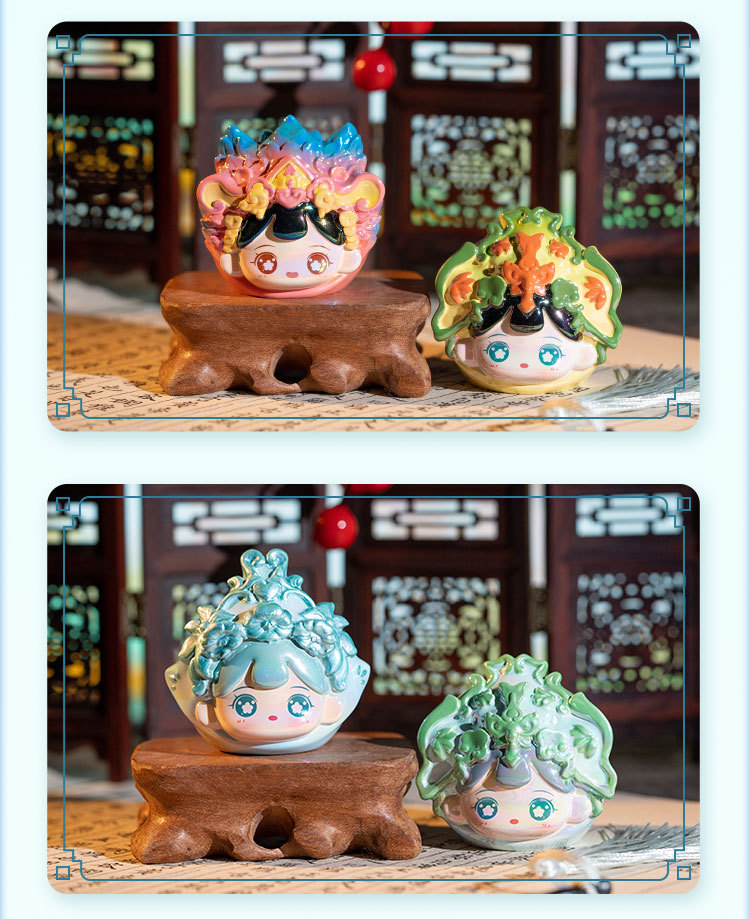 Chinese pattern blind box, cute ancient-style and national trend decorative items, colorful and adorable character heads, resin figurine gifts and peripheral products pic 12