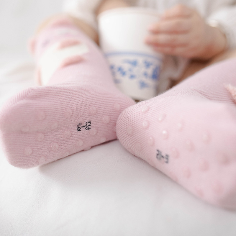 4双装婴儿长筒袜子春秋薄款宝宝地板袜儿童室内学步防滑袜子详情3