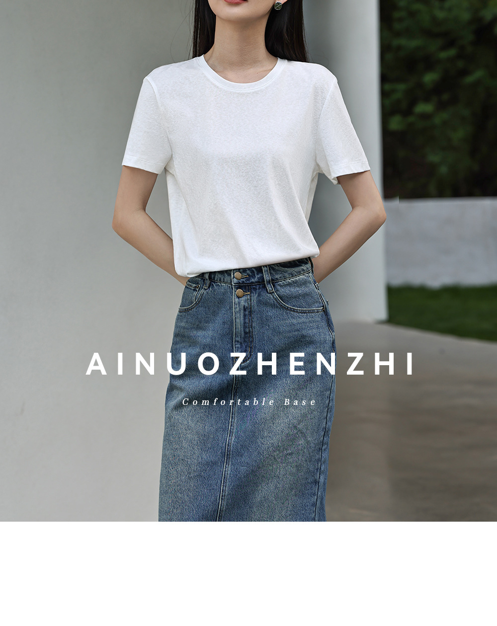 纯色棉亚麻圆领T恤女式春夏季薄款宽松上衣正肩显瘦套头休闲短袖详情23