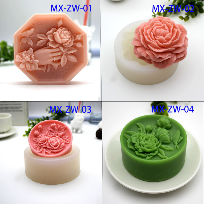 Peony, rose, silicone mold, cake baking, drip glue, scented gypsum, candle making, handmade DIY soap mold pic 1