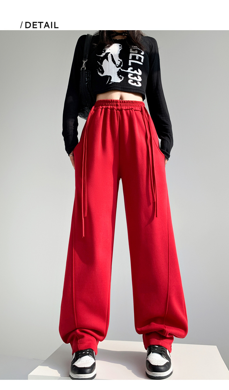Fleece warm wide-leg pants, loose and high-waisted, slimming winter new style pic 39