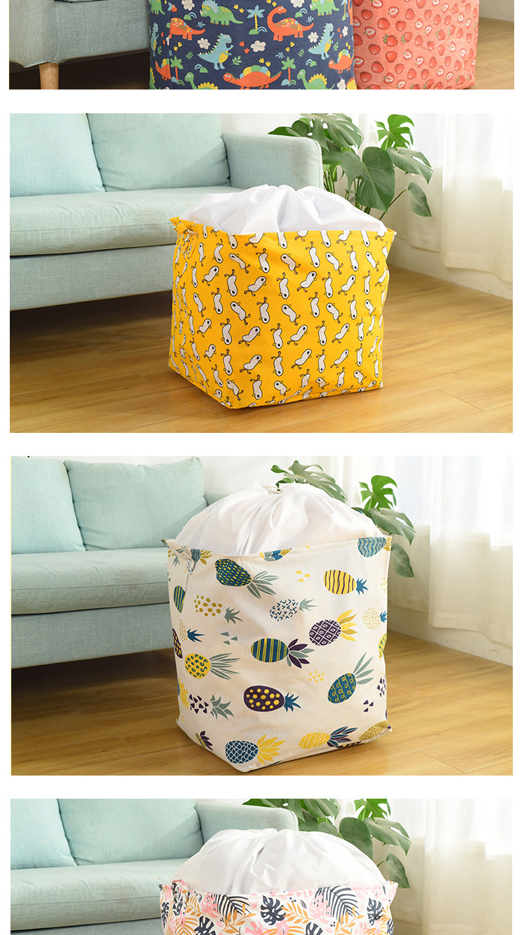 Cotton and linen thickened drawstring storage bag, household dirty clothes basket, large household moisture-proof bag, sorting bag, large size pic 9