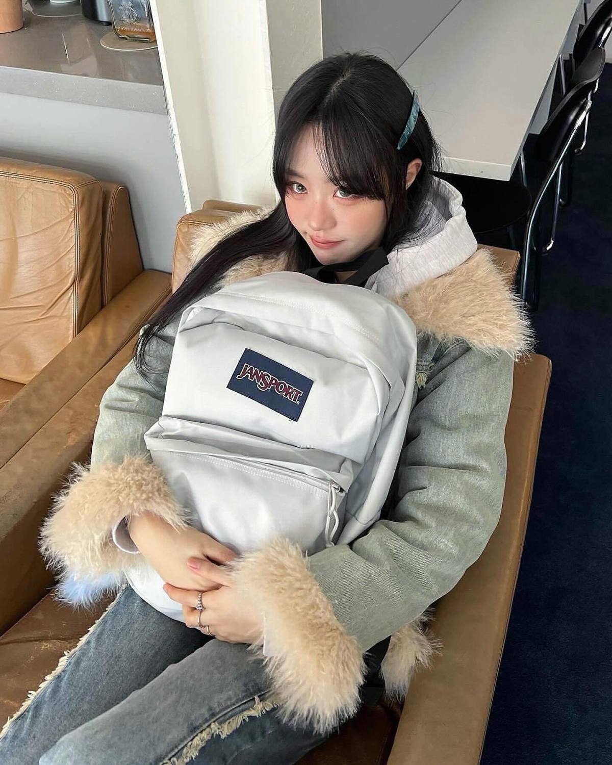 跨境外贸JANSPORT双肩包学生书包男女款背包蝶漾青漾雾霾蓝可代发详情7