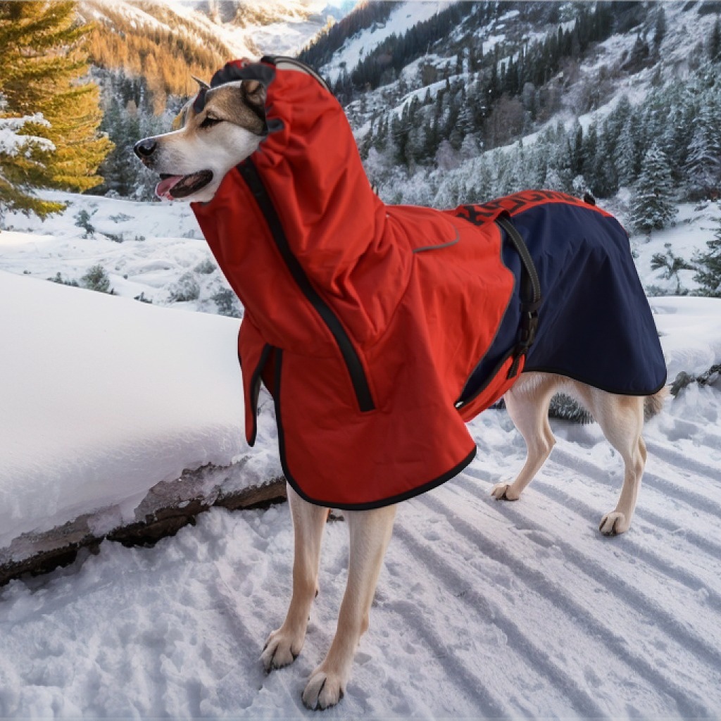 Pet clothing, pet windbreaker, double-layer waterproof and windproof outer layer, warm and extended neck cap, dog windbreaker pic 7