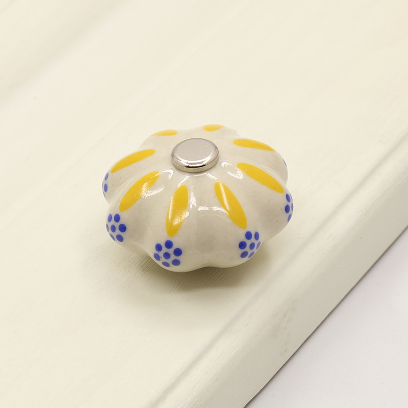 Cross-border garden cabinet door pull, handcrafted ceramic handle, copper buckle ball, round cabinet, wardrobe drawer, single-hole furniture handle pic 22