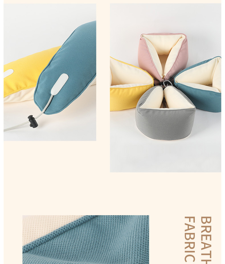 Japanese U-shaped pillow, macaron color, Japanese ins style, simple and breathable neck pillow, foam particle portable travel pillow pic 21