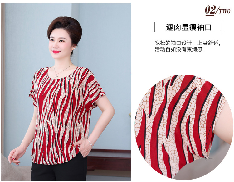 50岁60妈妈奶奶装宽松大码蝙蝠衫200斤短袖上衣中老年老太太T恤夏详情8