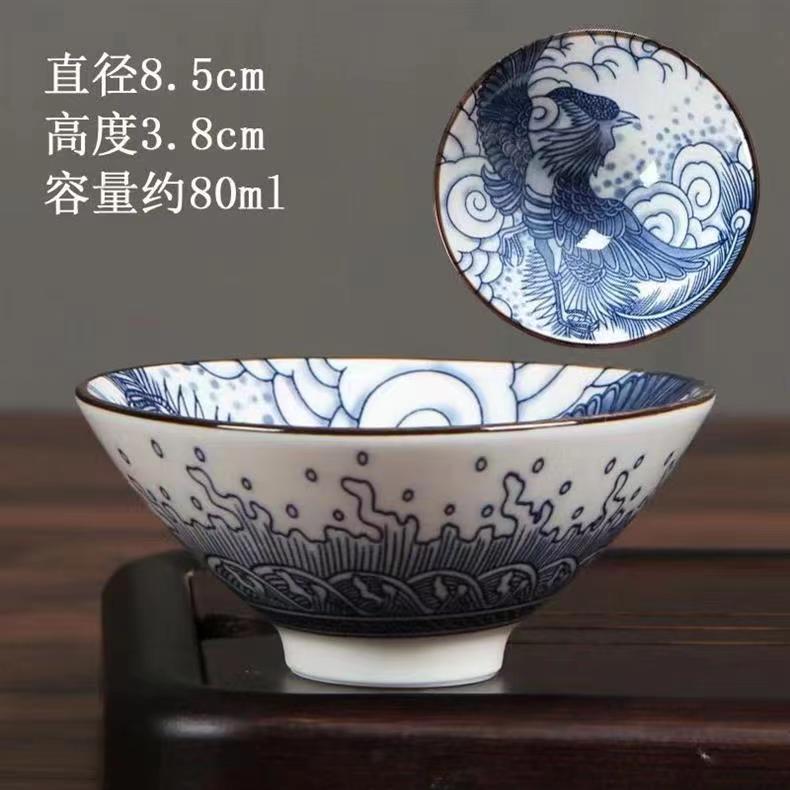 复古青花瓷家用主人杯斗笠杯陶瓷小茶杯茶盏套装中式手绘陶瓷单杯详情14