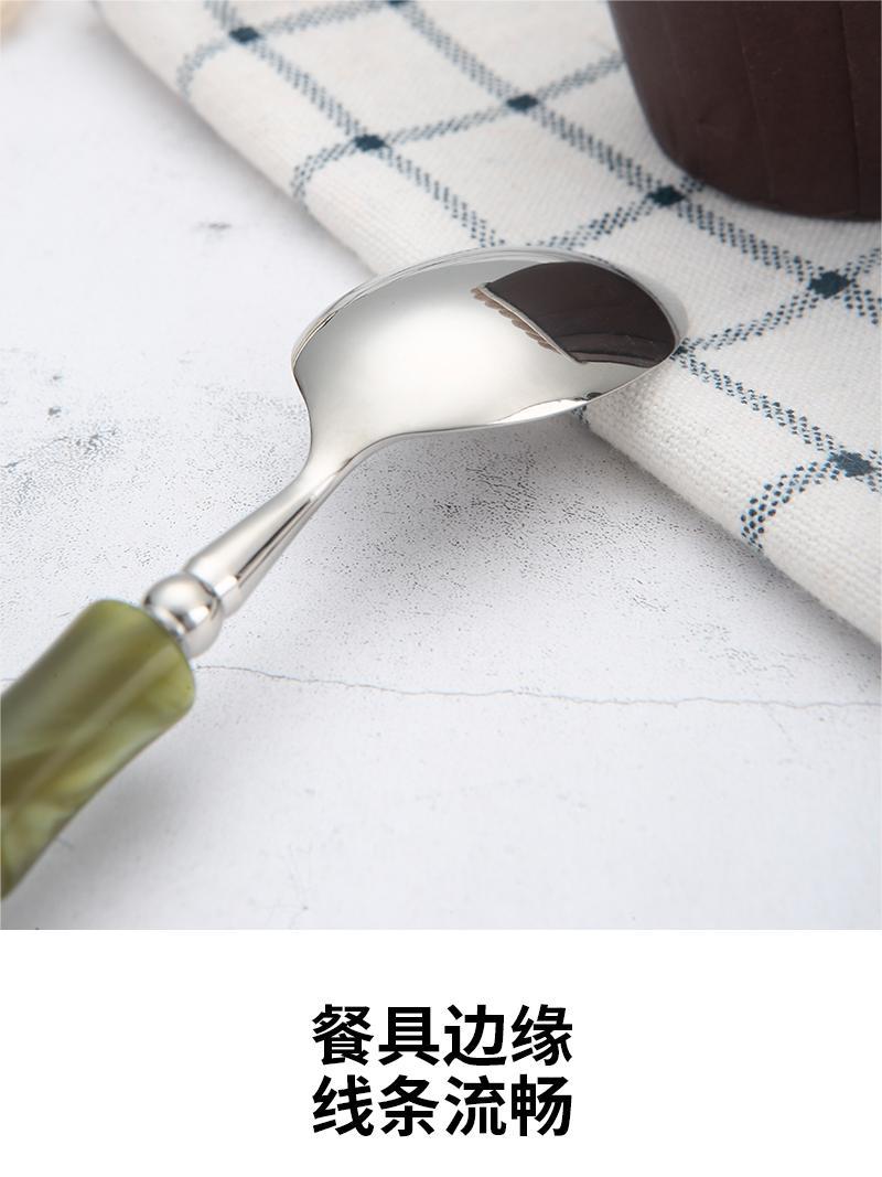 高颜值绿色亚克力竹节304不锈钢刀叉勺冰川白亚克力餐具酒店刀叉详情4