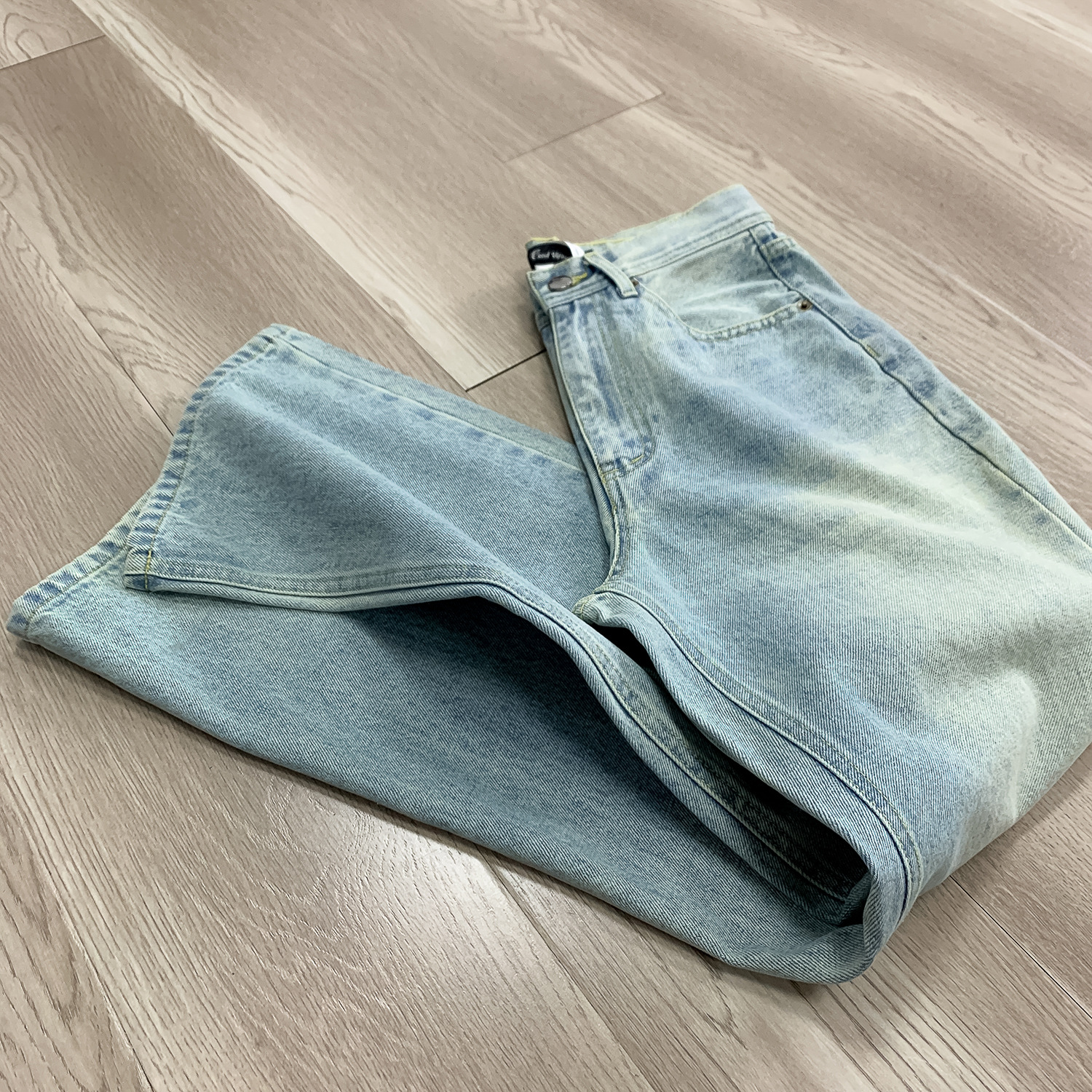 高货 冰蓝517风格水洗做旧猫须复古cleanfit直筒微喇男女牛仔长裤详情15