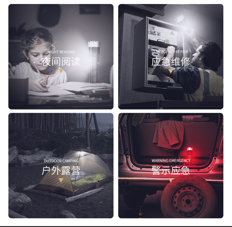 High-intensity LED flashlight for outdoor patrol, household lighting, portable aluminum alloy high-power flashlight wholesale pic 6