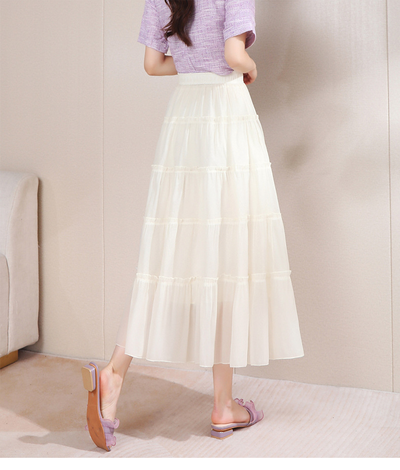 Fairy Forest style sweet pleated skirt 2024 new summer Design sense Light and thin skirt, fashionable high-waisted half skirt pic 22