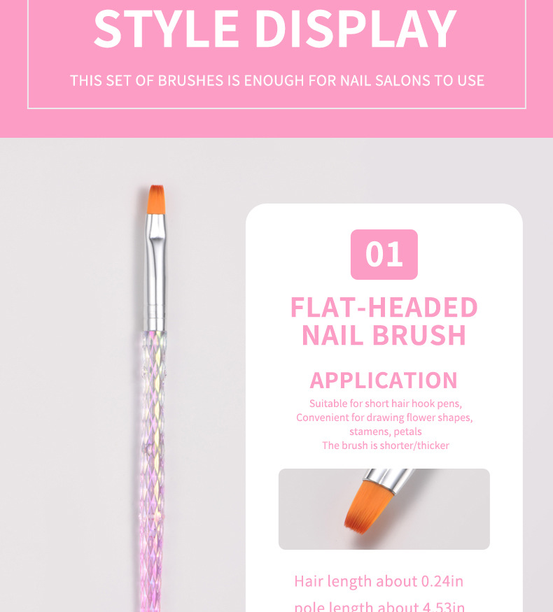 跨境新款美甲笔刷套装拉线彩绘花点钻光疗工具全套美甲店专用美容护肤彩妆工具详情12