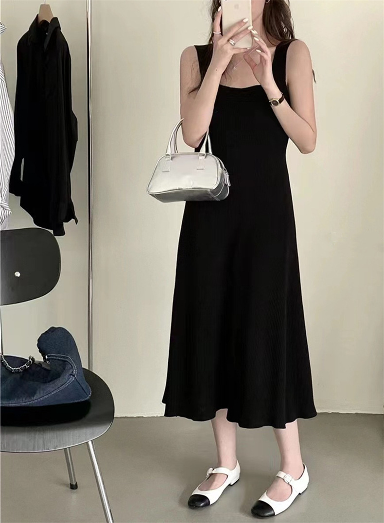 秋季新款打底针织衫女吊带连衣裙韩版宽松胖MM遮肉背心气质收腰裙详情10