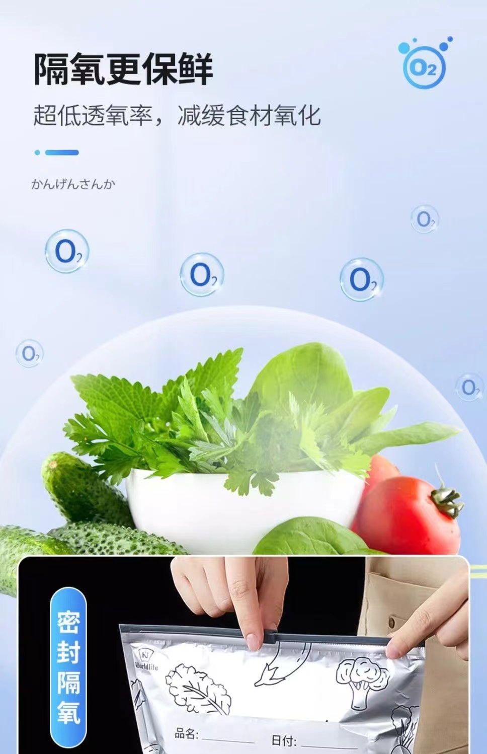 铝箔保鲜收纳袋源头工厂包装袋肉类家用冰箱食物冷冻抗菌重复保鲜详情6