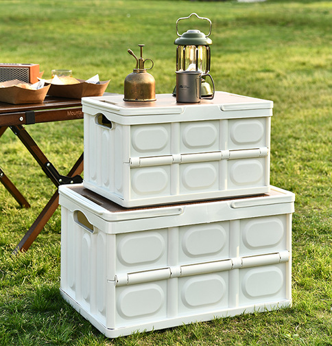Outdoor folding storage and organization box, portable wooden lid storage box, car trunk, picnic folding box pic 6