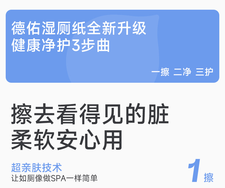 德佑湿厕纸 80抽6包湿巾男女通用可冲散厕湿巾家庭实惠装详情14