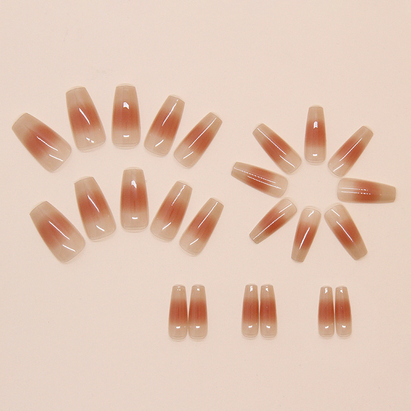Long gradient nude color wearable nail polish, elegant blush nail polish pieces, clean and whitening, minimalist and pure, 24 pieces finished product wholesale pic 10