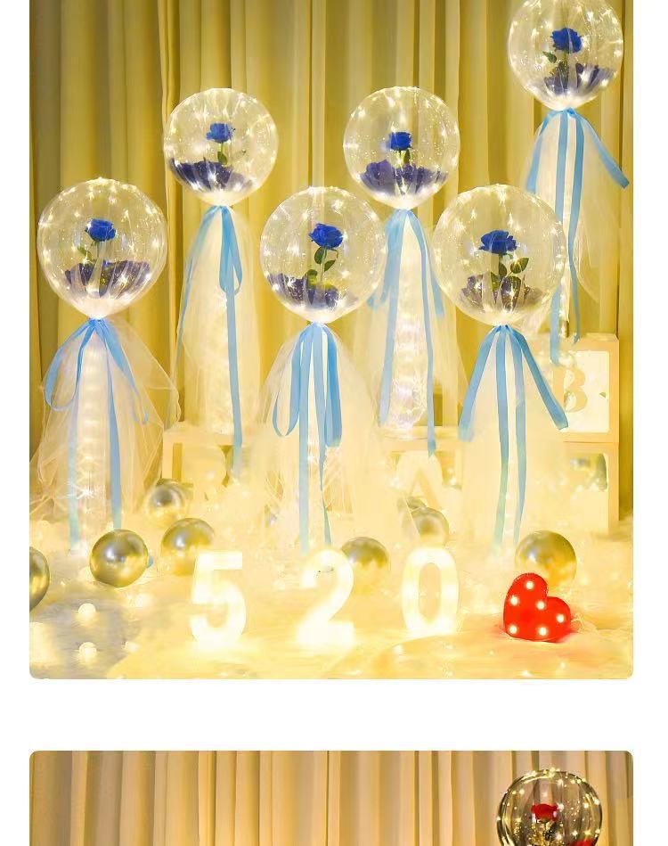 Glowing balloons, wedding room decoration, birthday arrangement, bouquets, bouncy balls, roses, romantic proposal pic 8