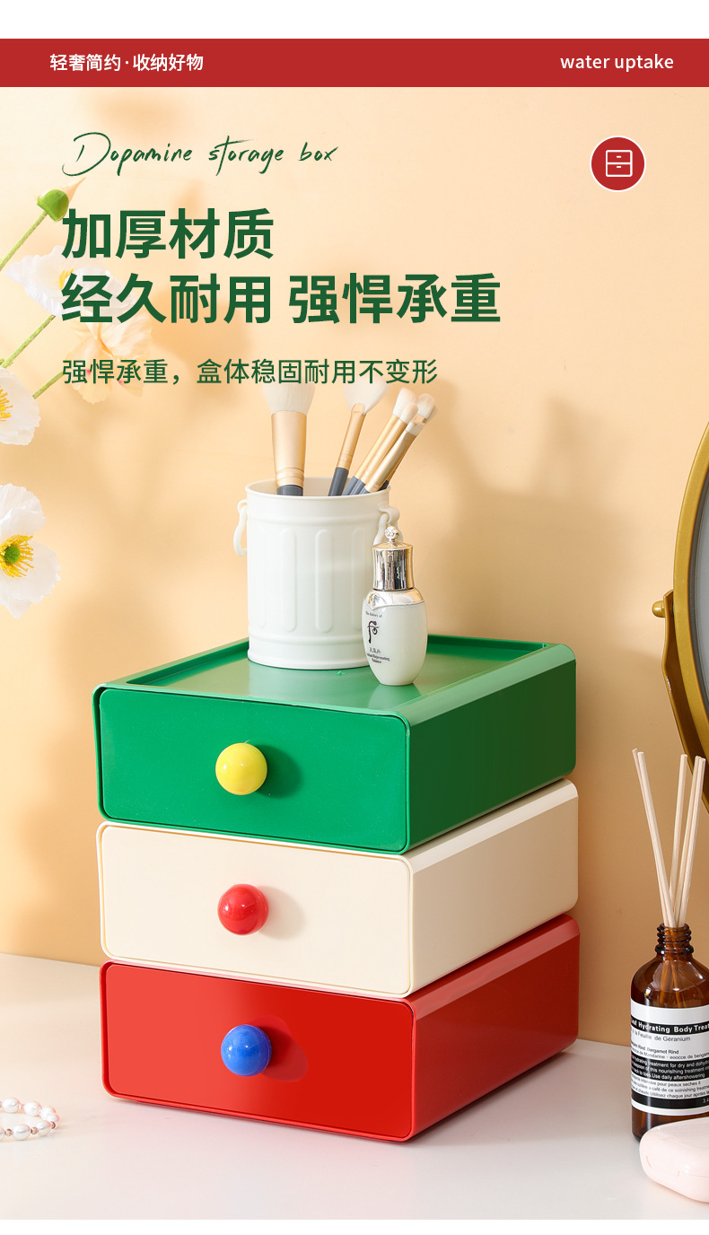 多巴胺桌面收纳盒抽屉式办公室桌面杂物整理盒子学生宿舍小置物架详情9
