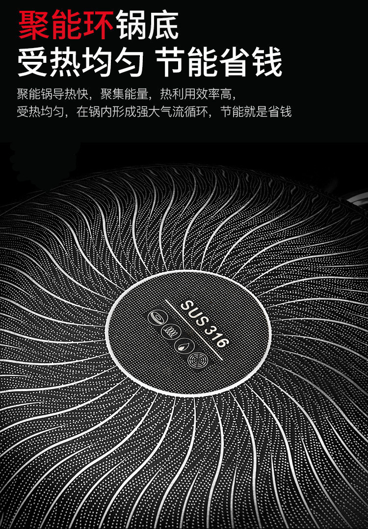316L不锈钢炒锅双面蜂窝平底锅家用不沾炒菜锅燃气电磁炉通用锅具详情12
