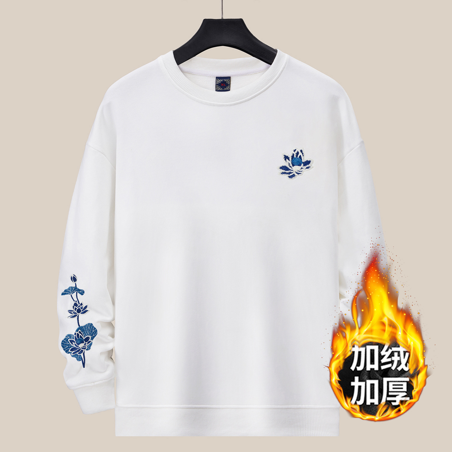 360g otoño invierno nuevo hombre cuello redondo sudadera país de la moda holgada tamaño grande moda marca de moda bordado algodón manga larga top pic 21