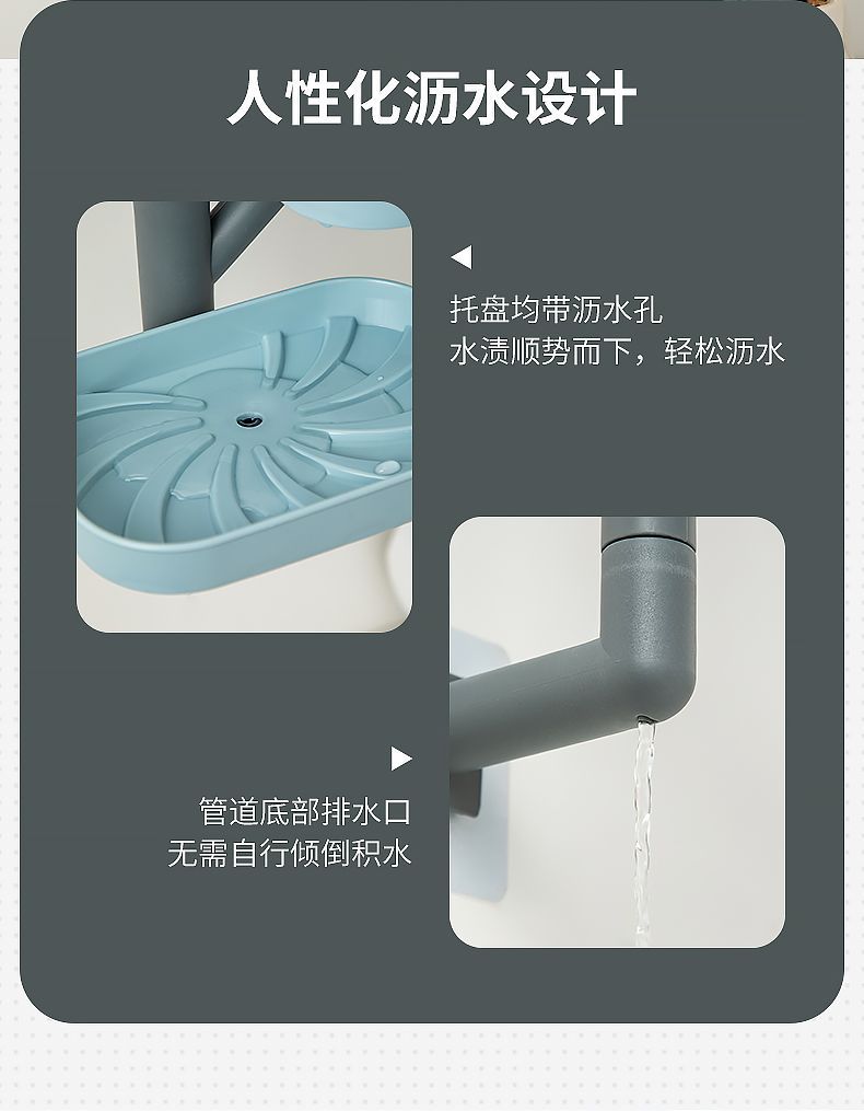 【畅销中】肥皂盒挂壁旋转卫生间沥水免打孔多层肥皂架挂墙肥皂盒详情6