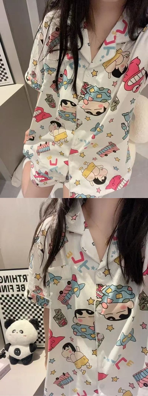ins Fresh pajama women Summer short sleeves and shorts Korean cardigan plus-size Korean Japanese-style home wear two-piece set pic 58