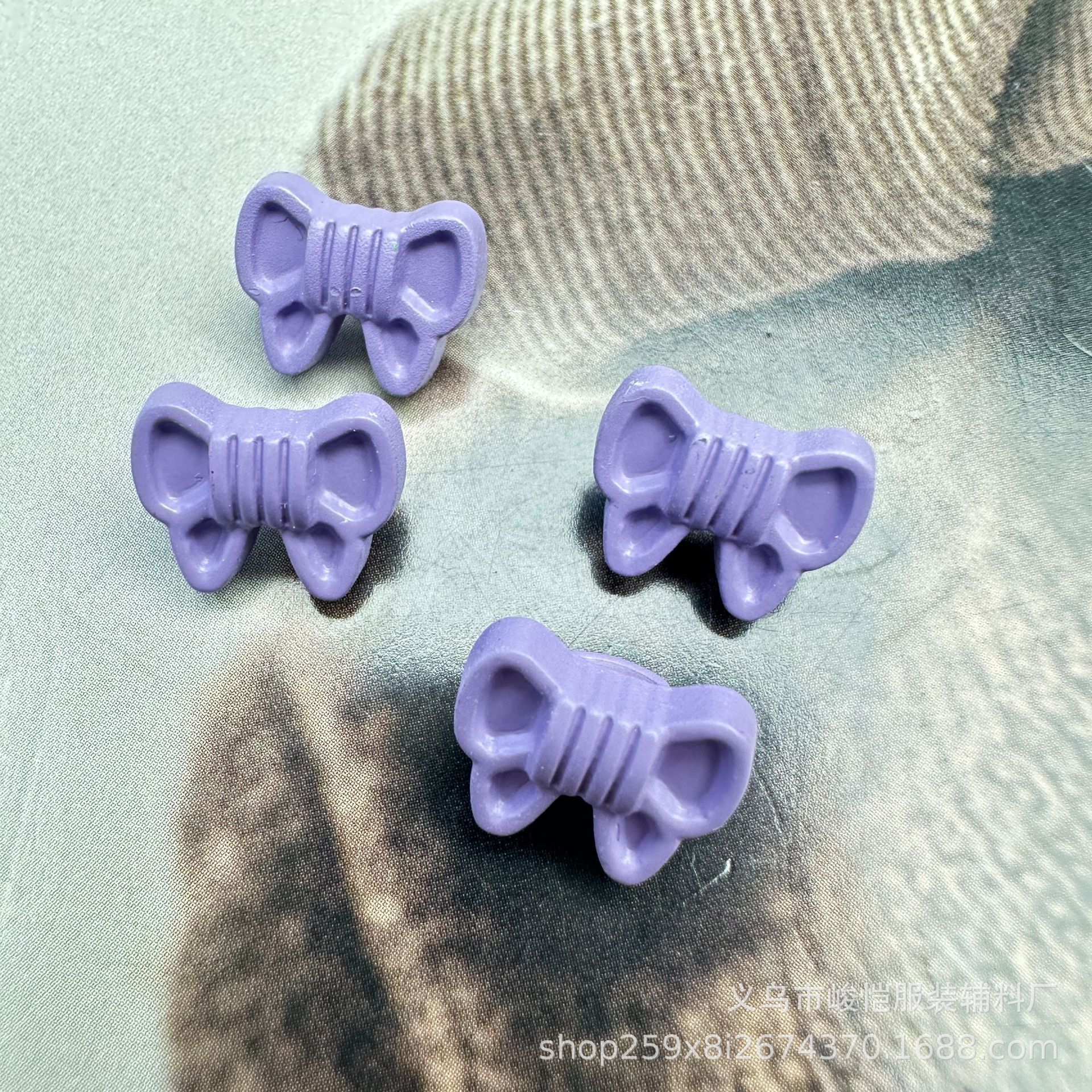 扁蝴蝶结滴油烤漆合金配件diy手工饰品手机链多巴胺直孔高脚纽扣详情3