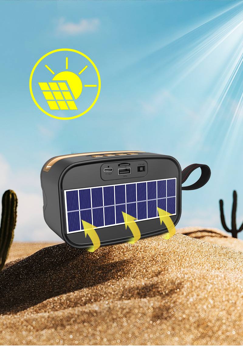 Solar-powered bluetooth speaker, outdoor Bluetooth speaker, card-inserting speaker, portable solar speaker pic 3