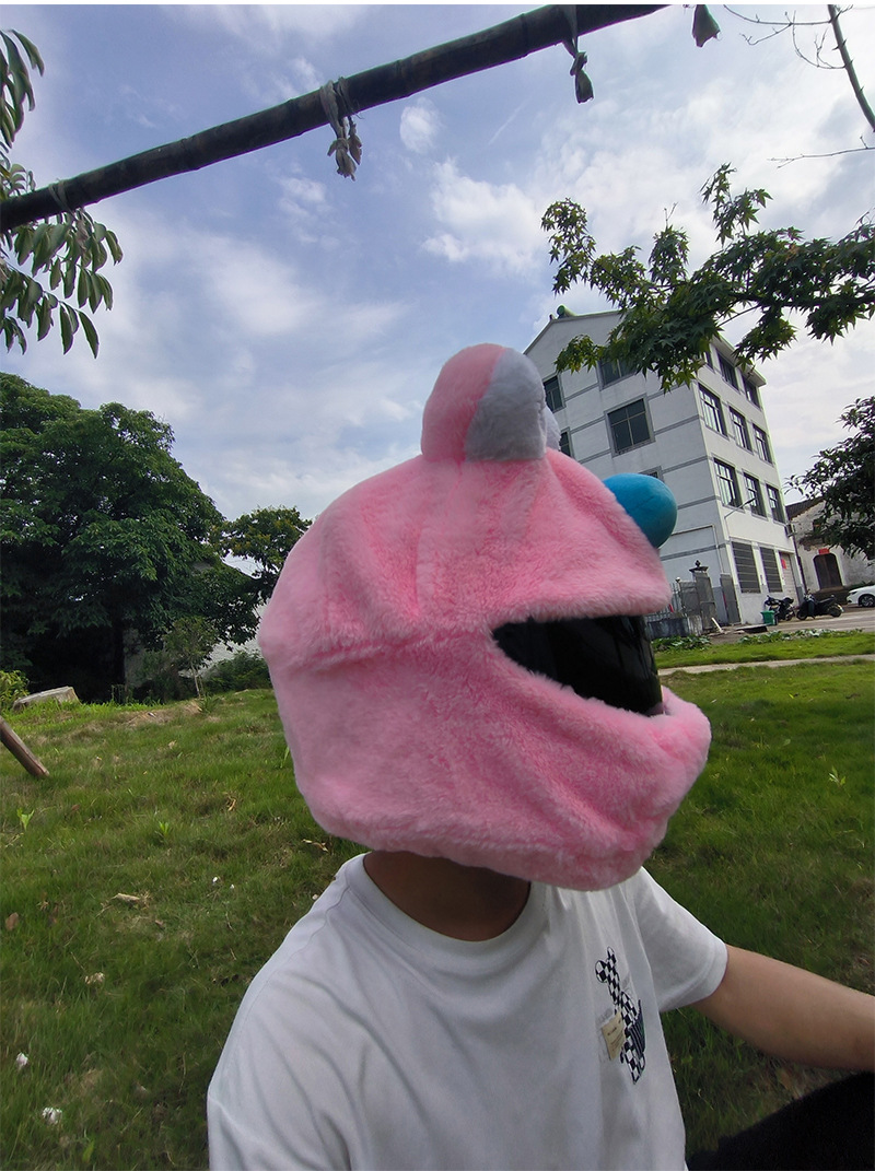 Helmet cap protective cover, big-eyed monster motorcycle, motorcycle, personalized cartoon plush head cover, frog riding, mask removal for warmth pic 27