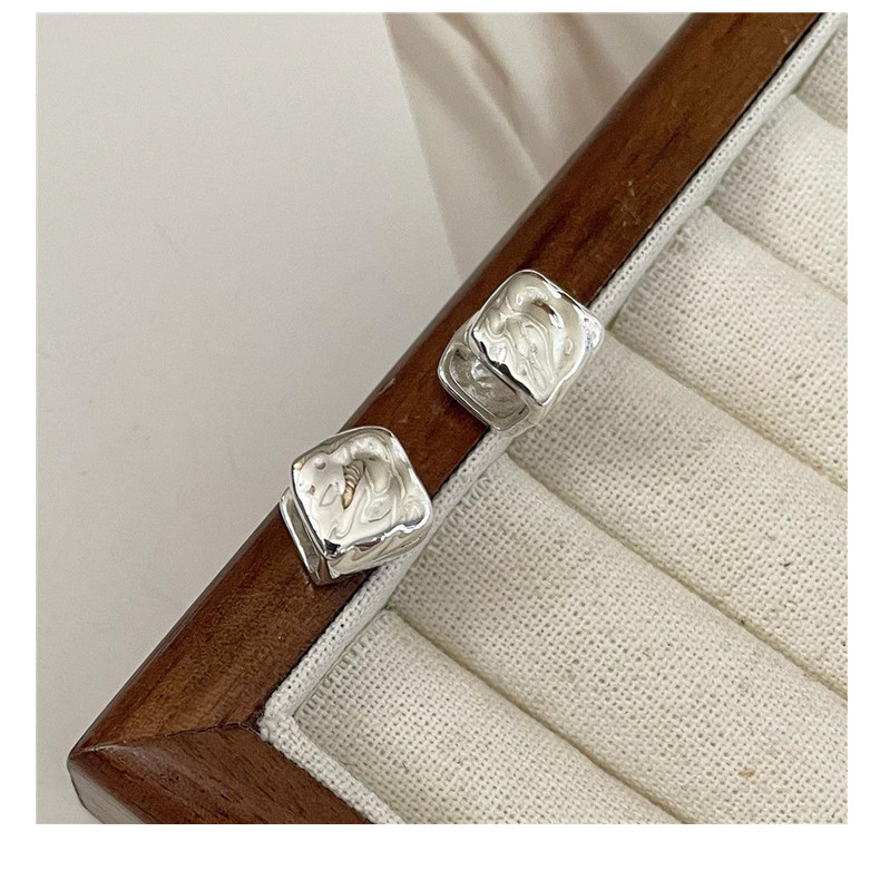 Wholesale of S925 sterling silver Korean-style textured retro square earring heavy industry minimalist Korean-style fashionable earrings pic 19