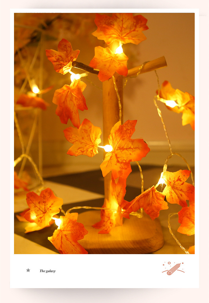 Cross-border led maple leaf color lights, flashing lights, string lights, starry sky, holiday Christmas room decoration, battery USB star lights pic 15