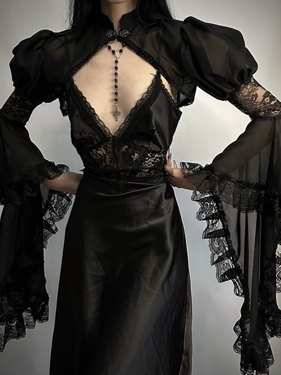 CF25156亚文化新中式雪纺罩衫 夏季新款百搭外搭暗黑风舒适百搭详情5