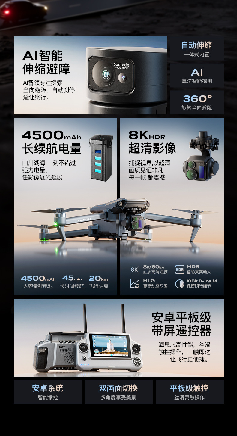 P7max cross-border bestseller, Wing 6 professional aerial photography drone, 8k long-range remote-controlled aircraft, export wholesale pic 2