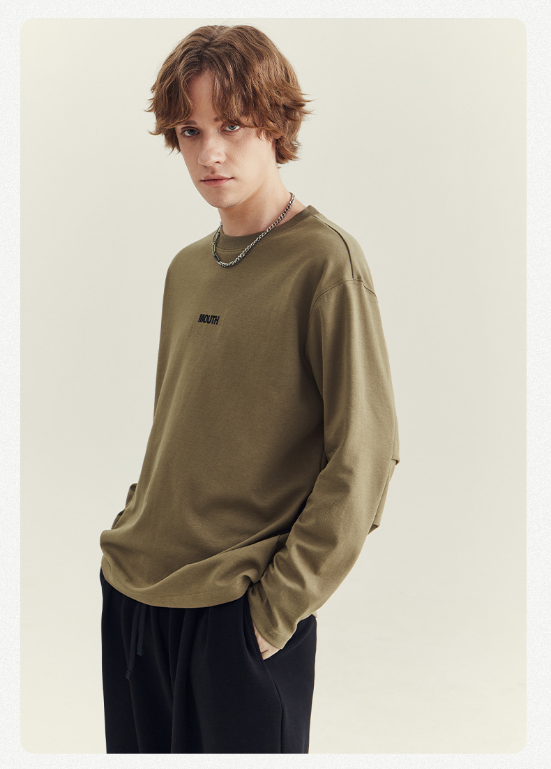 APO男装|2024秋季新款男士长袖T恤潮流宽松刺绣圆领打底衫男上衣详情14