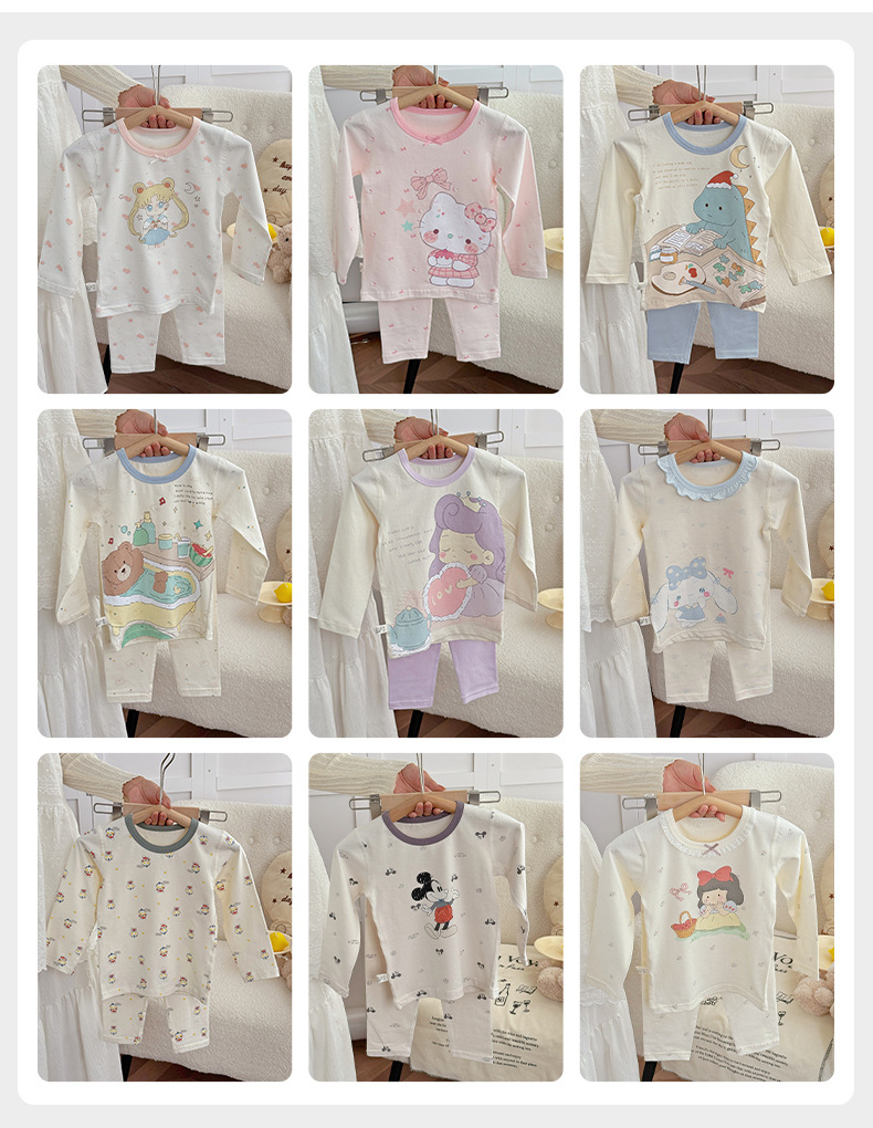 2025绿博尔现货批发a类卡通亲肤莱卡棉儿童家居服秋衣秋裤套装详情18