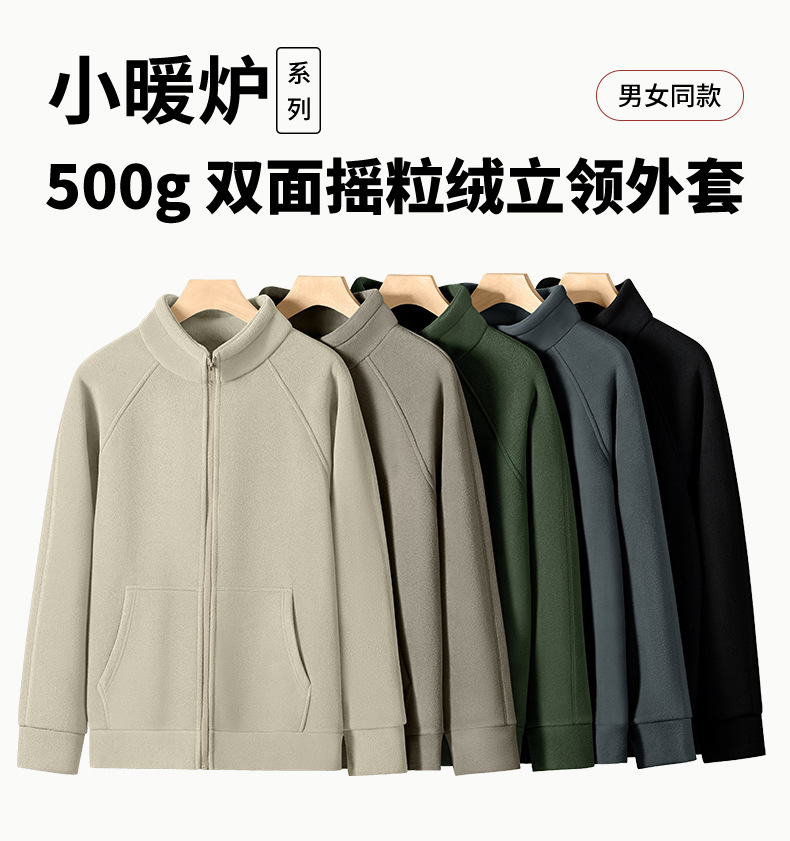 500g重磅摇粒绒外套男秋冬季新款立领卫衣加绒加厚防风保暖抓绒衣详情1