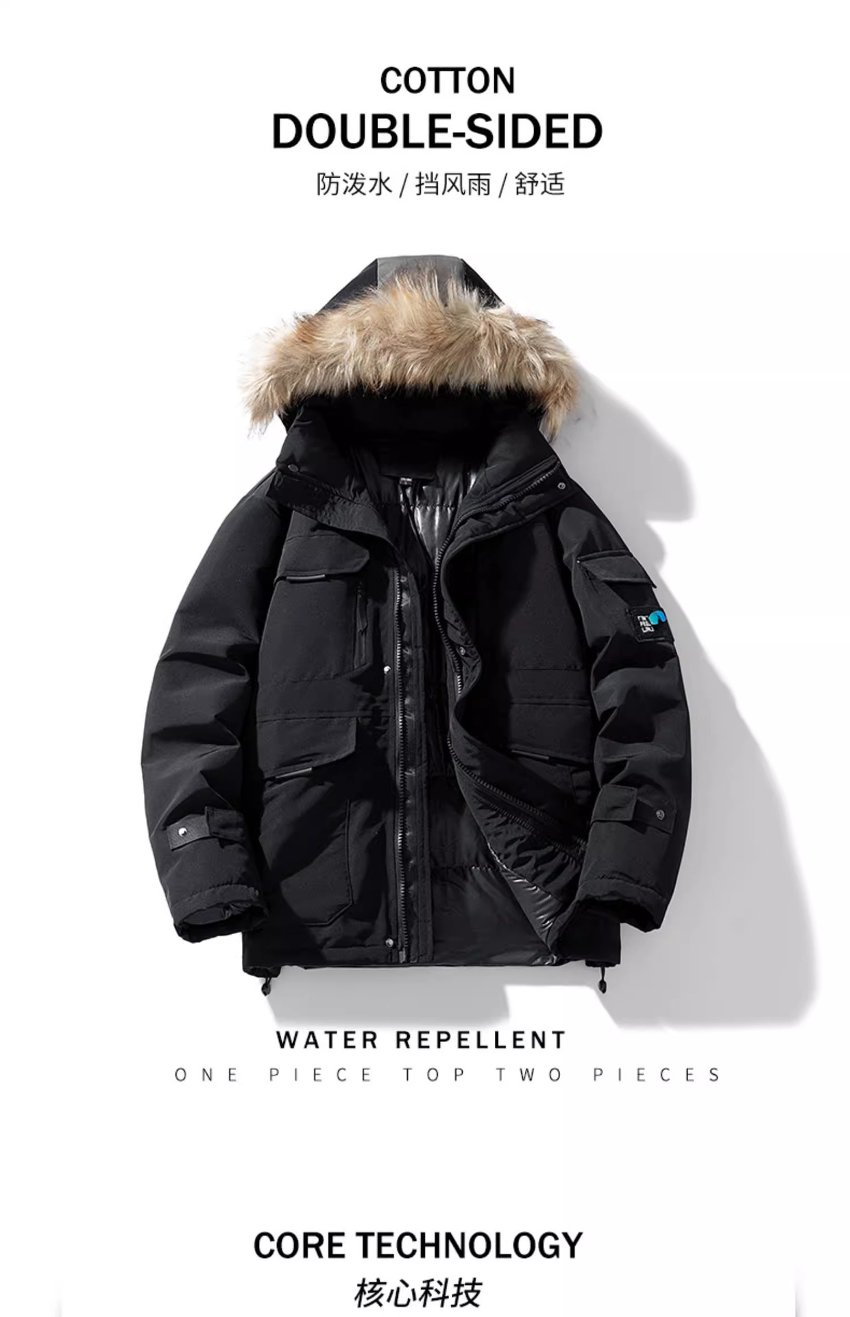 NASA Workwear Party overcomes the new winter trend brand of thick-necked hooded cotton-padded jackets, cotton-padded jackets and coats for men pic 2