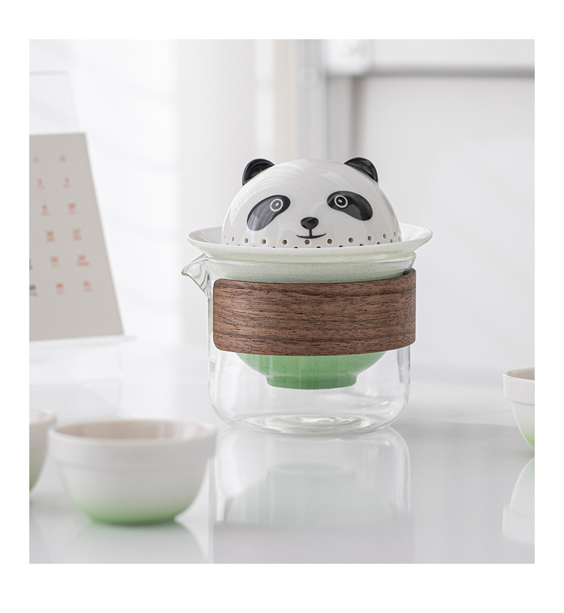 360°熊猫快客杯旅行茶具套装便携式防烫泡茶器扳手礼品可加logo详情7