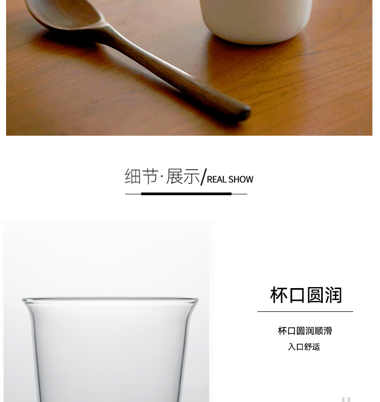 Creative single-layer cup without handle, latte, iced Americano, simple and transparent, household reverse mouth, high-temperature resistant glass cup pic 15