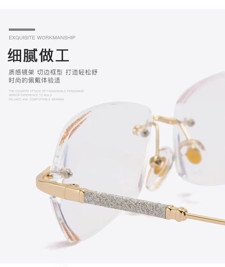 New light luxury frameless anti-blue light reading glasses for women: Light luxury, fashionable, elegant, youthful and eye-protecting reading glasses pic 8