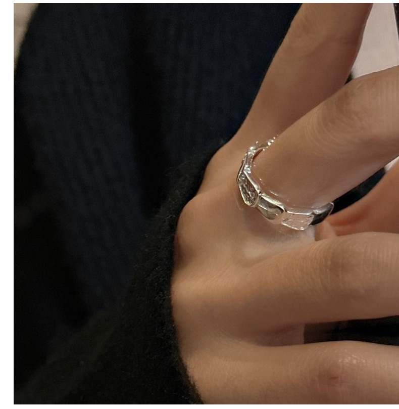S925 sterling silver Korean-style niche design and texture scale ring, Korean-style fashionable texture simple ring wholesale pic 11