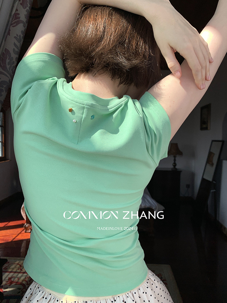 CZZHANG Summer Korean-style multi-color, niche, versatile and simple basic short-sleeved T-shirt for women A10099 pic 25