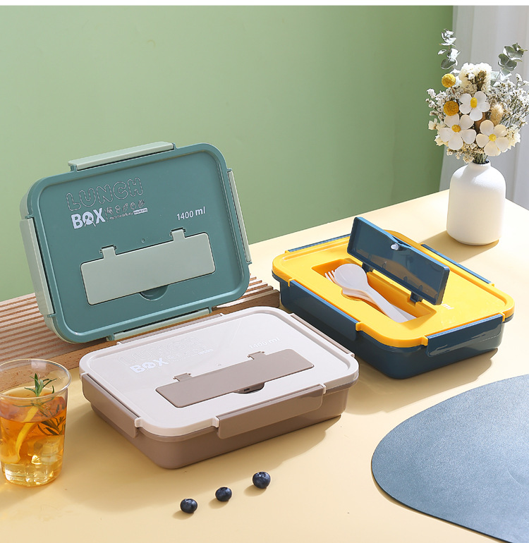 The new student lunch box with compartments can be heated in a microwave oven and comes with chopsticks and spoons. It is a student lunch box for work pic 18