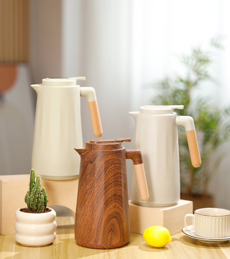 New cross-border wooden handle large-capacity thermos, household coffee pot, thermos, water bottle, hot water kettle, dormitory thermos, fashionable and portable thermos pic 10