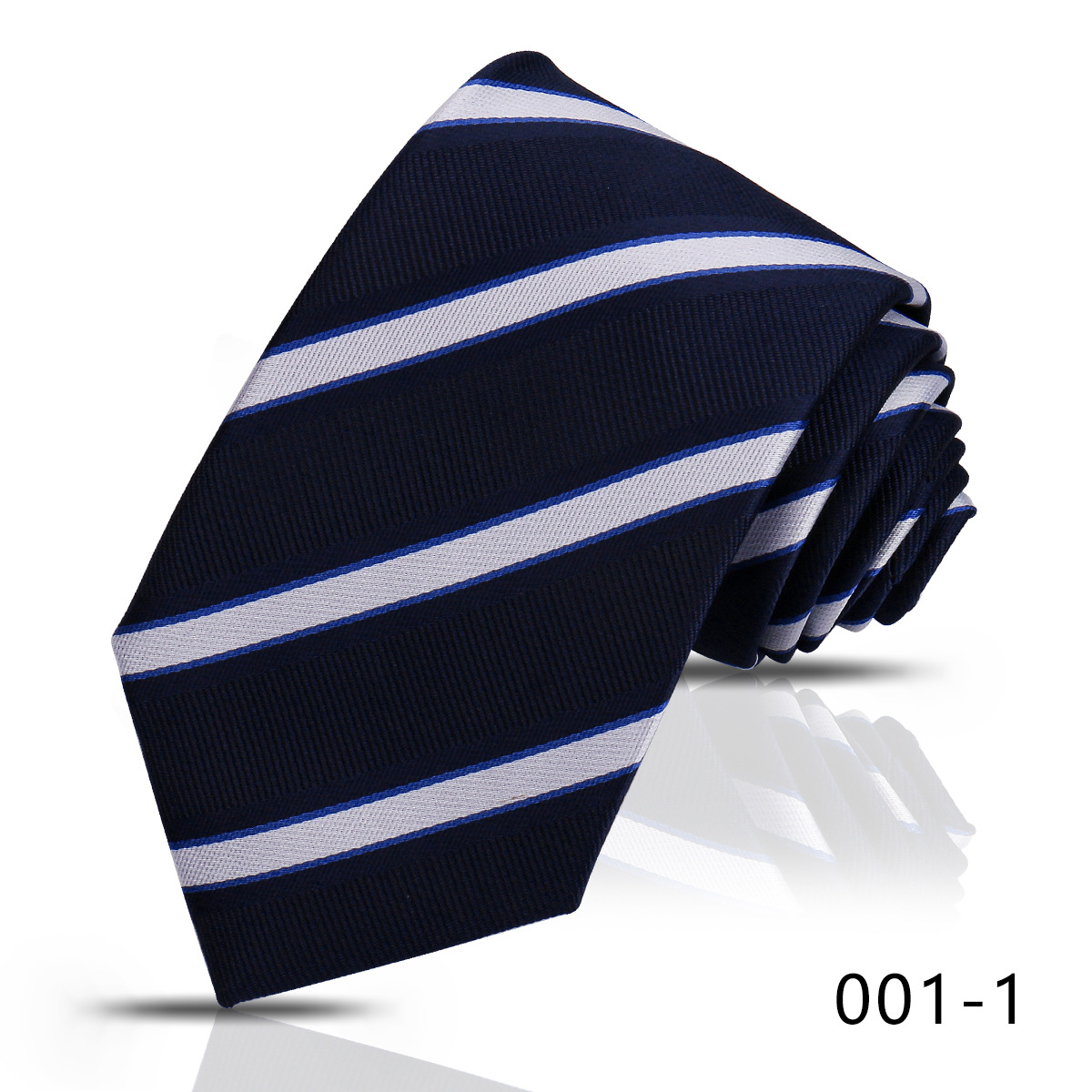 男士商务职业条纹领带8CM高级感蓝色藏青手打衬衣搭配嵊州现货详情3