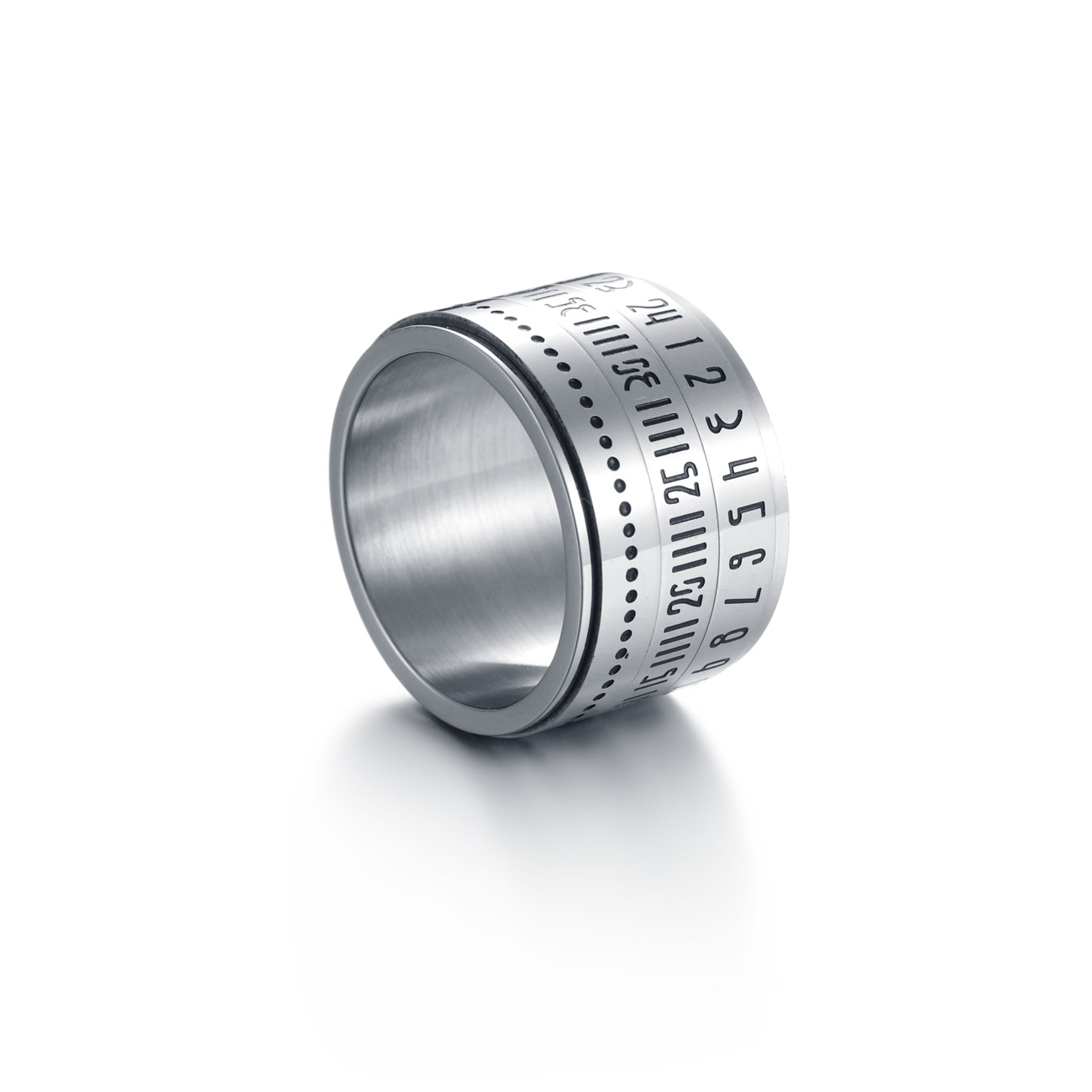 Cross-border amazon new arrival titanium steel arabic numbers turn turn ring tide men turn ring en stock al por mayor pic 6