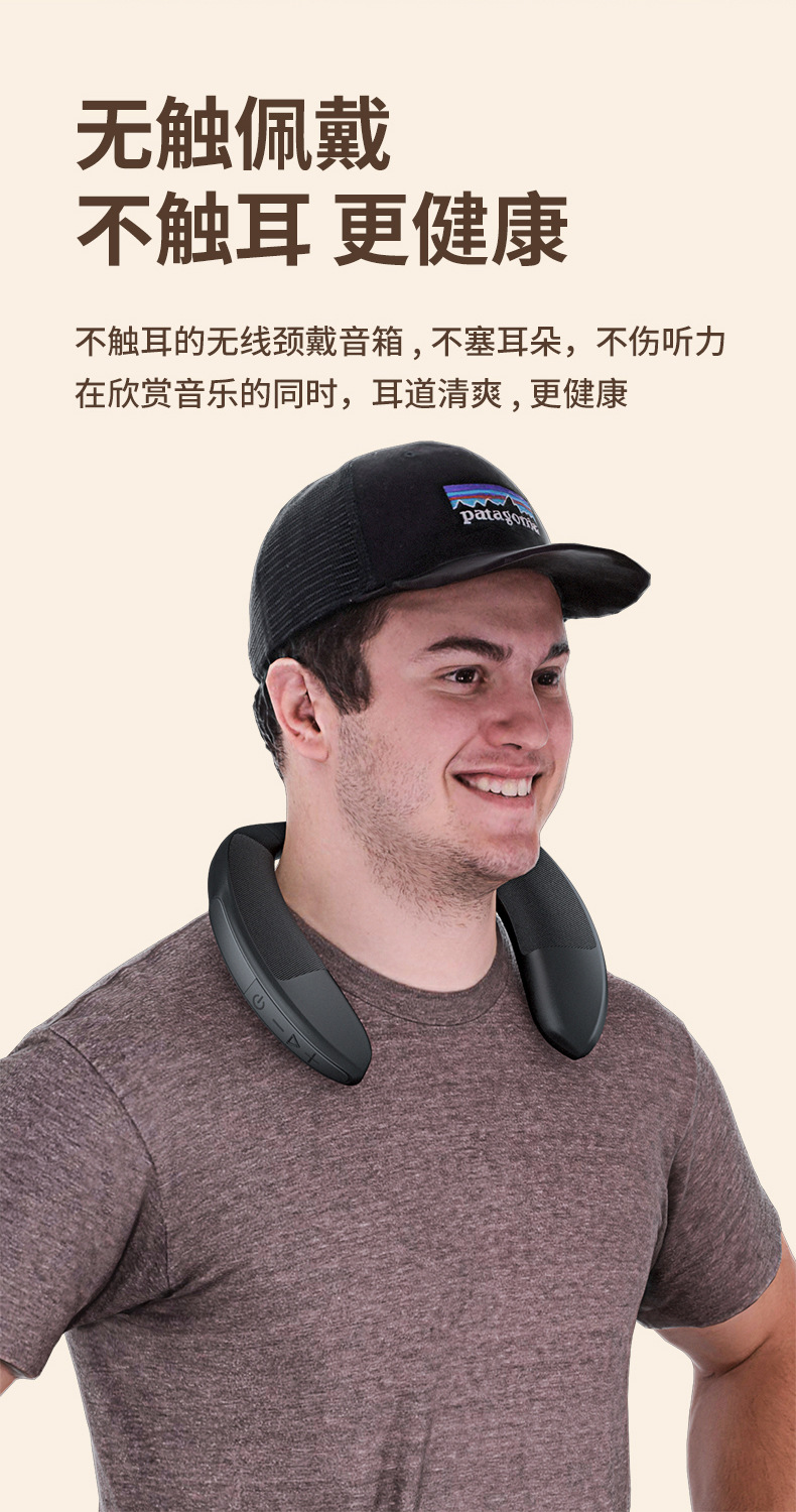The new neck-hanging wireless Bluetooth speaker is made of fabric and can be worn with a small speaker and stereo subwoofer pic 17