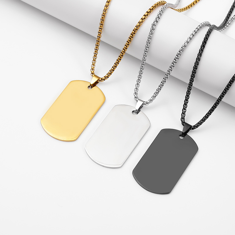 Cross-border European and American stainless steel military brand necklaces, laser engraving blank material manufacturer wholesale metal pendants pic 7
